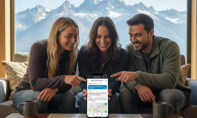 Using Meta AI on WhatsApp to plan a weekend hiking trip with friends