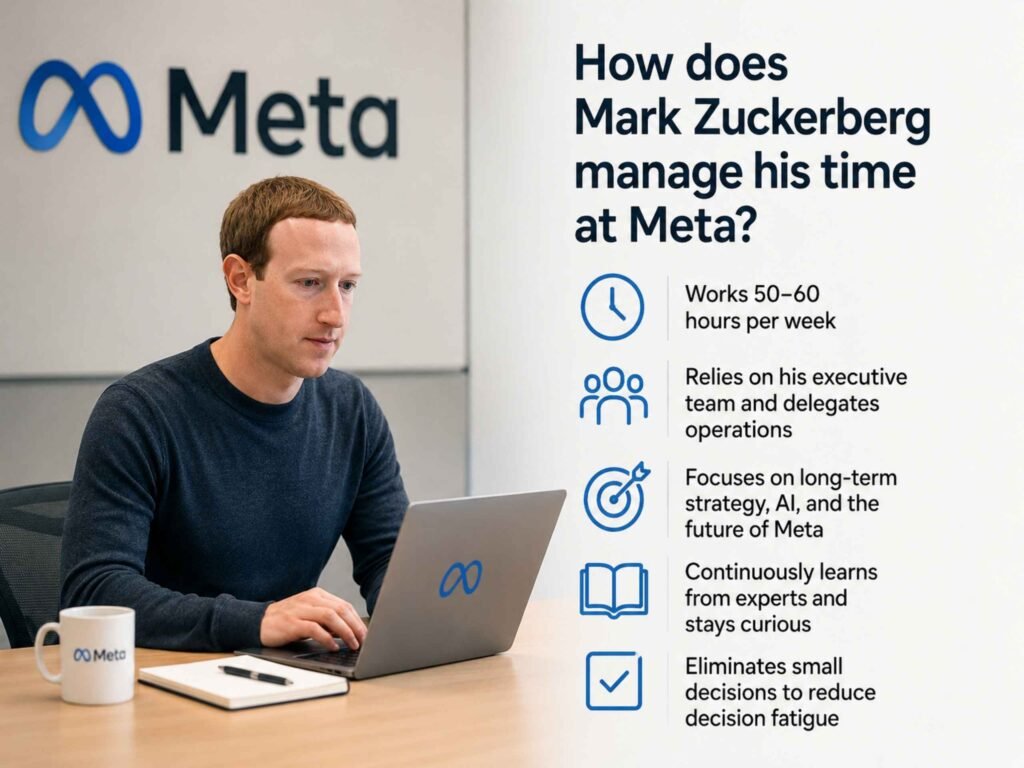 How does Mark Zuckerberg manage his time at Meta?