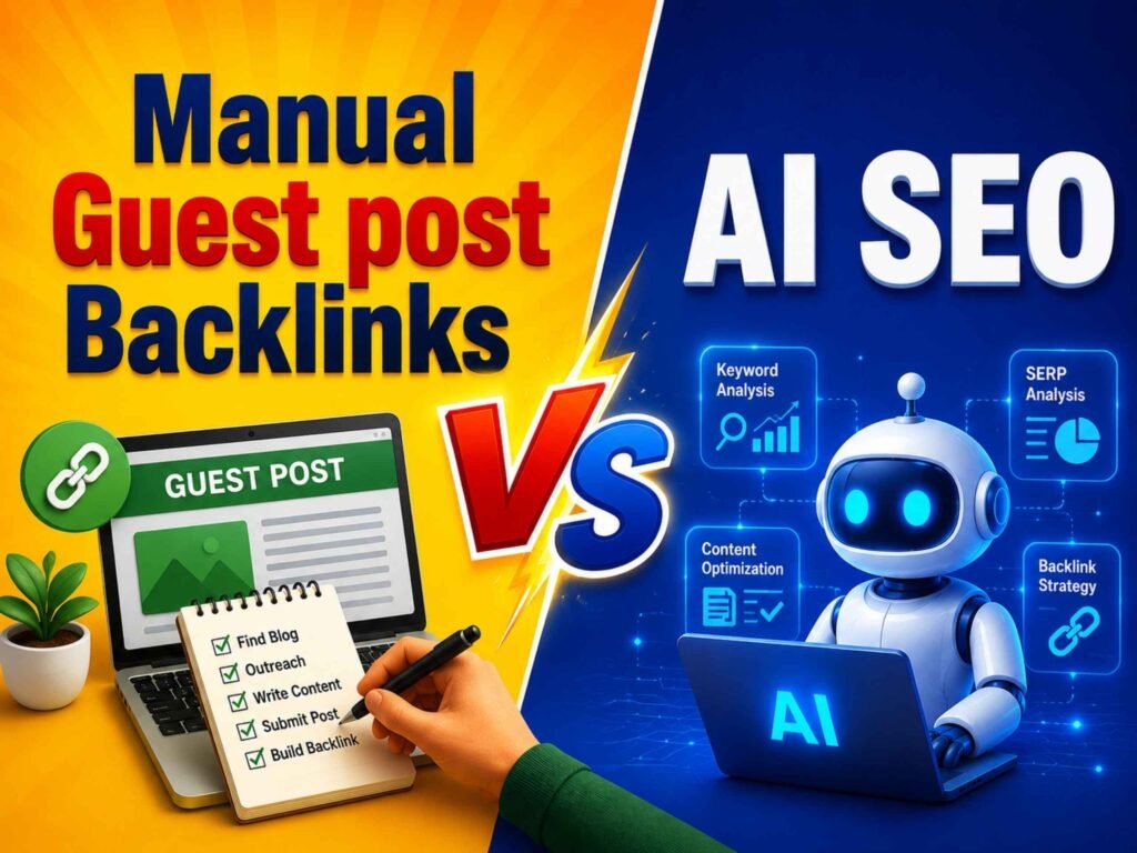 Manual Guest Post Backlinks vs AI SEO in 2026 Manual Guest Post Backlinks vs AI SEO in 2026
