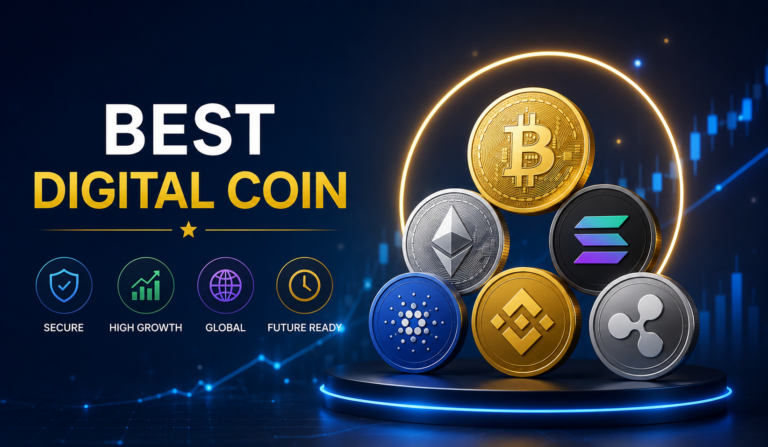 Best Digital Coin to Buy Right Now Best Digital Coin comparison featuring Bitcoin, Ethereum, Solana, and Chainlink with cryptocurrency market charts