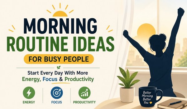 Morning Routine Ideas for Busy People Who Want to Start Every Day With More Energy, Focus and Productivity Morning Routine Ideas for building healthy habits and increasing daily productivity